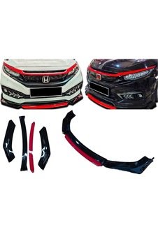 Toyota Hilux Uygun Universal Flaplı 4 Parça Lip Piano Black Kırmızı Dilli